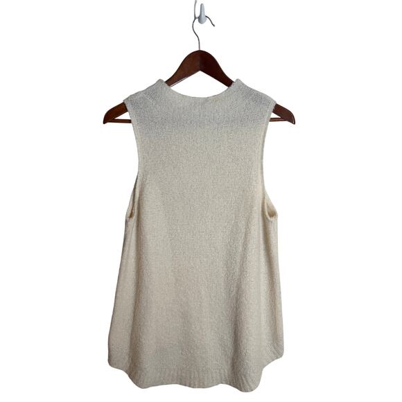 Milly Cloud Cashmere Blend Cream Sleeveless Sweater Medium - Picture 4 of 8
